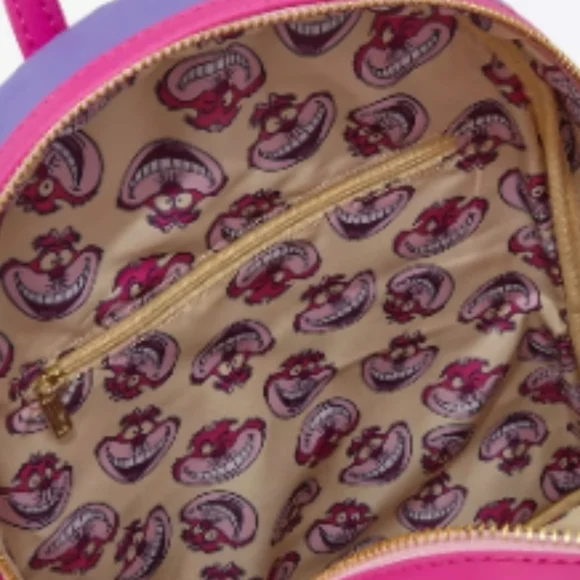 Loungefly Disney Alice in Wonderland Fuzzy Cheshire Cat Mini Backpack - Picture 5 of 6